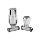 Chrome straight radiator valves set.