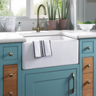 White farmhouse kitchen sink.