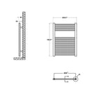 Technical drawing of compact towel rail radiator