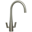 Brushed nickel high-arc kitchen faucet