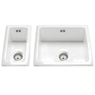 White double-basin kitchen sink set.