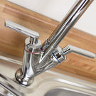 Chrome kitchen mixer tap with pull-out spray head