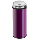 Purple cylindrical countertop bin with a silver lid.