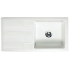 White rectangular sink with a single drain.