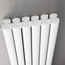 Vertical white column radiator with five panels