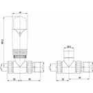 Line drawing of thermostatic valve dimensions