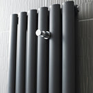 Set of matte black vertical designer heating radiators