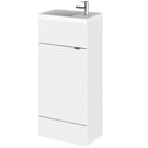 White vanity unit with sink and storage drawer