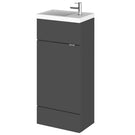 Compact black vanity unit with basin and tap