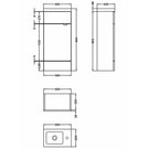 Technical drawing of small vanity cabinet design