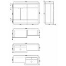 Technical drawing of vanity cabinet dimensions