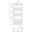 Line drawing of chrome heated towel rail design