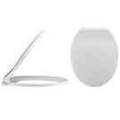 White wall-mounted round bathroom mirror with rod