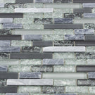 Textured Grey, Khaki Crackled Glass & Stone Mosaic Wall Tiles Sheet 8mm