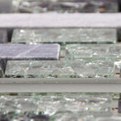 Textured Grey, Khaki Crackled Glass & Stone Mosaic Wall Tiles Sheet 8mm