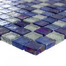 Textured Blue Sky Clear Mix Iridescent Glass Mosaic Wall Tiles Sheet 8mm