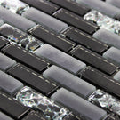 Gloss Black, Matt Grey & Crackled Glass Mosaic Wall Tiles Sheet 8mm