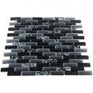 Matt Grey & Crackled Glass Mosaic Wall Tiles Sheet 8mml