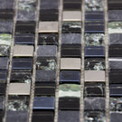 Black, Grey & Diamond Glass, Stone & Steel Mosaic Wall Tiles Sheet 8mm