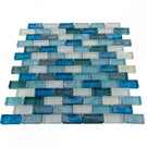 Textured Aqua, Blue & Pearl Iridescent Glass Mosaic Wall Tiles Sheet 8mm
