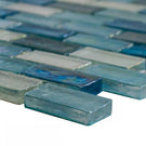 Textured Aqua, Blue & Pearl Iridescent Glass Mosaic Wall Tiles Sheet 8mm