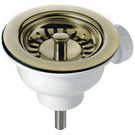 Brass finish kitchen sink waste with removable strainer basket