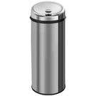 Stainless steel cylindrical trash bin with lid