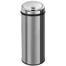 Stainless steel cylindrical trash bin with lid