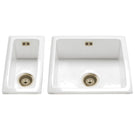 White double-basin ceramic farmhouse sink
