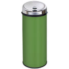 Green cylindrical countertop bin with a silver lid.