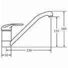 Technical diagram of a single-handle faucet.