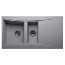 Black granite double-basin undermount kitchen sink