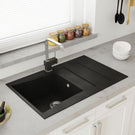 Black granite double-basin undermount sink