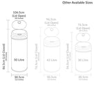 Technical diagram of water filter cartridge sizes