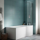nuie-curved-p-shape-1500mm-shower-bath-rh-fixed-screen--white-panel-