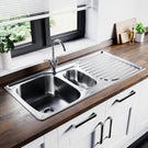 Double bowl stainless steel kitchen sink