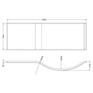 Technical side view drawing of shower screen