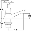 Front technical sketch of single lever basin mixer