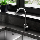 Matte chrome modern pull-down kitchen faucet