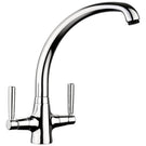 Chrome tall neck dual handle kitchen sink mixer tap