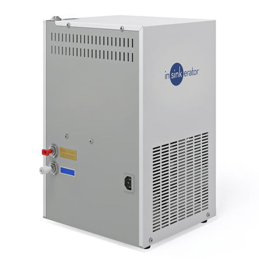 Compact under sink water heater unit in white