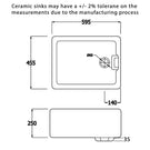 Technical diagram of a rectangular single-basin sink.