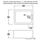 Technical diagram of a single basin rectangular sink.