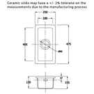 Technical drawing detailing kitchen sink drain dimensions.