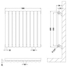 Radiator front and side view technical drawing