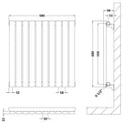 Line drawing of horizontal radiator dimensions