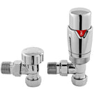 Chrome angled radiator valves set.