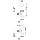 Technical drawing of radiator valves.