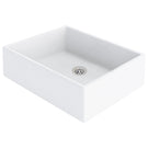 Square white ceramic sink with center drain.