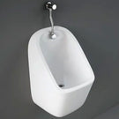 White ceramic wall-mounted urinal with top inlet